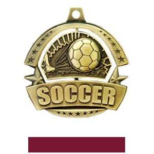 Hasty Awards Spinner Custom Soccer Medals M 720S GOLD MEDAL/MAROON 