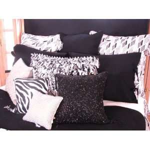  Black Tie Teen Bedding: Black Beaded Zebra Throw Pillow 