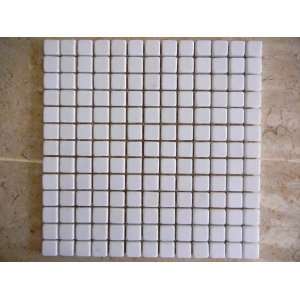  Thassos white marble mosaic tumbled 1x1