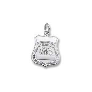  Police Badge Charm in Sterling Silver: Jewelry