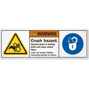Crush Hazard. Exposed gears or moving parts can cause severe injury 