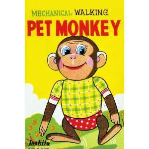  Mechanical Walking Pet Monkey 12x18 Giclee on canvas