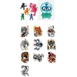  20 Mini Ninja Party Figures with 10 Dragon Tattoos +: Toys 