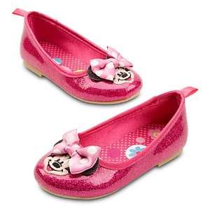  Disney Store Minnie Mouse Shoes: Pink Glitter Ballet Flats 