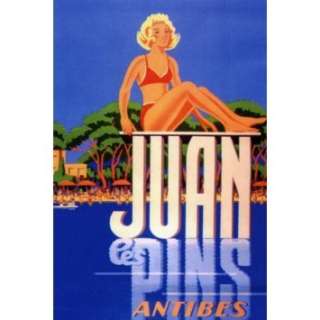  GIRL BEACH JUAN LES PINS ANTIBES FRENCH VINTAGE POSTER 