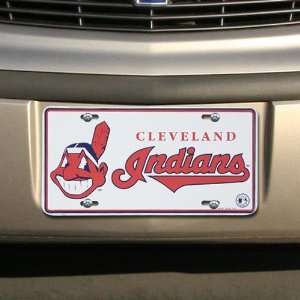 Cleveland Indians White Metal License Plate:  Sports 