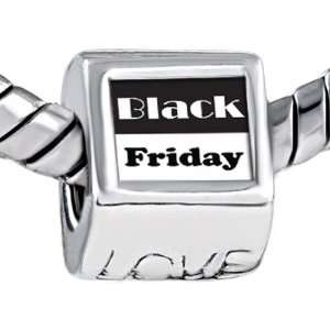 Black Friday Engraved Love Gift Silver Beads Fashion Jewelry Fits 
