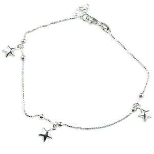  Sterling Essentials Sterling Silver 10 inch Stars Anklet Jewelry