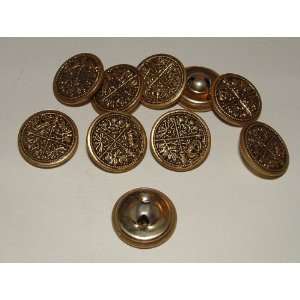  Vintage Hollow Crossed Staffs and Crown Buttons 