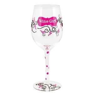  True Fabricatios Wine Girl Painted Wine Glass: Kitchen 
