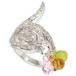  Swirly Multicolor Dangle Ring: Jewelry