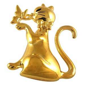 Gold Tone Cat shape Brooch 
