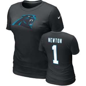  Cam Newton #1 Womens Black Nike Carolina Panthers Name 