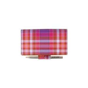  Baekgaard Tartan and Leather Brights Checkbook Cover & Pen 