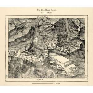  1882 Relief Line block Map Mont Perdu Perdido Pyrenees 