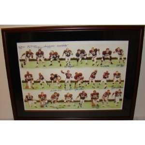  1964 Browns CHAMPS Signed Cherry Framed Litho 41x31 JSA 