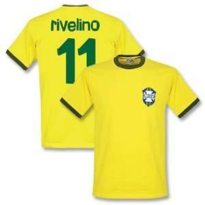 1970 Brazil Home Retro Shirt + Rivelino 11 (Samba Style):  