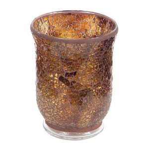 Pack of 3 Urban Fusion Golden Brown Mosaic Glass Votive 