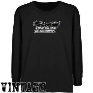 Long Island Blackbirds Youth Black Distressed Logo Vintage Long Sleeve 