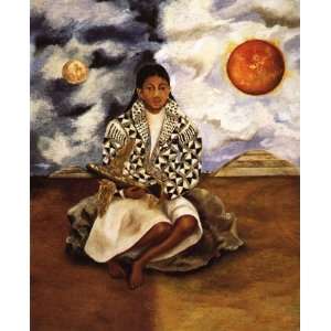 Oil Painting Portrait of Lucha Maria, a Girl from Tehuacan Frida Kah