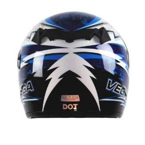   Vega Attitude Blue Techno Graphic Small Full Face Helmet Automotive