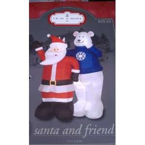  LED Lit Inflatable Airblown Santa and White Polar Bear 