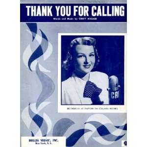  Thank You For Calling Vintage Sheet Music recorded by Jo 