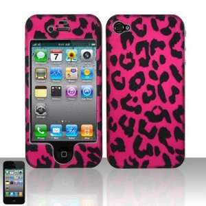  PINK LEOPARD Hard Phone Cover Case Apple iPhone 4 4g with 
