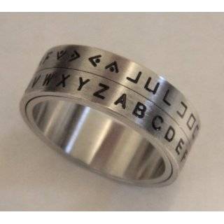 Decoder Ring Pig Pen Cipher   Silver Size 6 Spinner Ring by 14th Place 