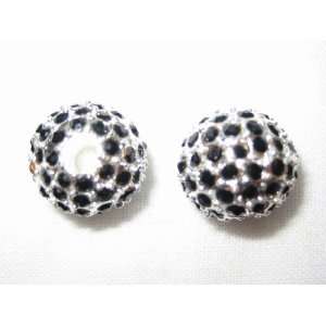   Pave Ball Beads Silver/Jet Black   AS20 