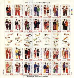 INDONESIA 2000 TRADITIONAL CUSTOMES FULL SHEET MNH  