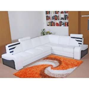  Leather Sectional Sofa Set   White / Black   RSF: Home & Kitchen