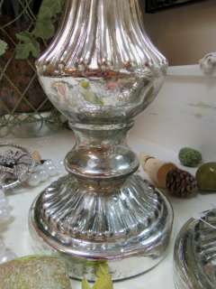 Genie Jar Chic & Shabby Silver Antiqued Mercury Glass Taper 