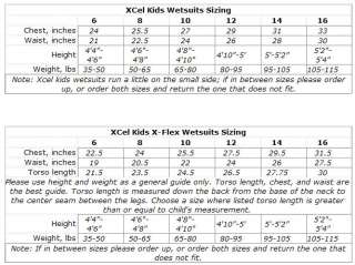   and surf shirts top of page xcel size charts for youth wetsuits