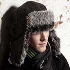 Mens Brown Faux Leather Faux Fur Style Trapper Hat Warm Russian Winter 