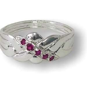  4 Band Ruby Sterling Silver Puzzle Ring: Toys & Games
