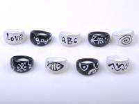 Wholesale jewelry lots 50pcs black & white Lucite Resin Rings quality 