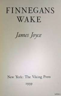 Finnegans Wake   James Joyce   1st/1st US   1939   Classic   Ships 