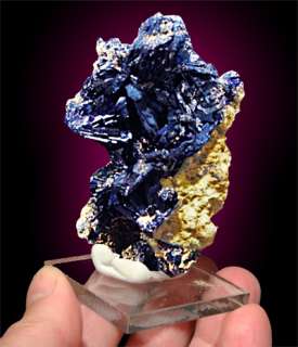 Sharp Navy Blue AZURITE Crystals in Geode Morocco  