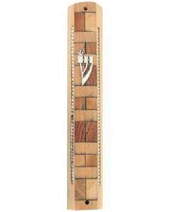 WOOD MOSAIC MEZUZAH case doorpost judaica Israel 15cm  