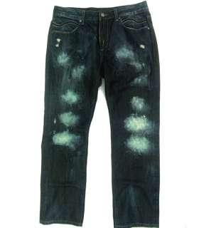 Mens XRAY Jeans Dark Wash Distressed Bleach Stain 33x32  