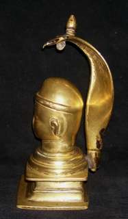 Antique Hindu God Shiva Head With NagaTraditional Indian Ritual Bronze 