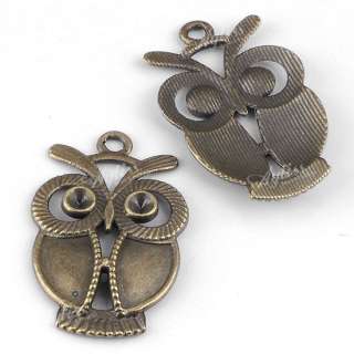 10x Brass Antique Bronze Big Eye Owl Charms Beads Pendants Drops Craft 