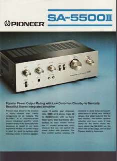 Pioneer SA 5500 II Integrated Amp Brochure 1977  
