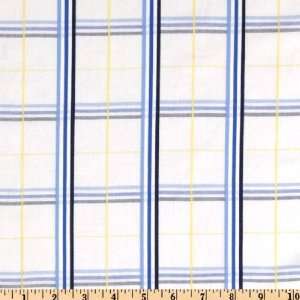 56 Wide Cotton Plaid Shirting Allen White/Blue/Yellow Fabric By The 