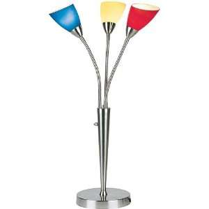   Red Yellow Multi Color Glass Shade 3 Lite Table Lamp: Home Improvement