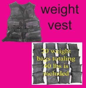 40 LB weight vest   iron ore weighted vest with 20 bags  