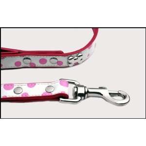   Leads > Chrome Bones > Leather Pink Polka Dots Dog Leads: Office