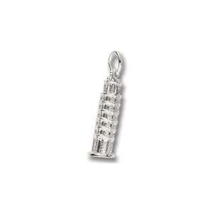  Leaning Tower Of Pisa Charm in Sterling Silver: Jewelry