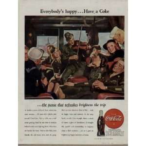   Service members going home from the war.  1946 Coca Cola / Coke